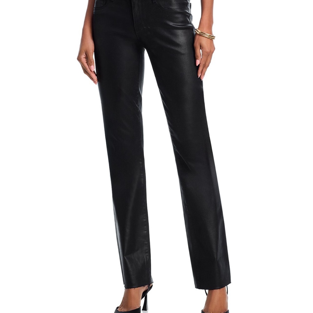 L’AGENCE Sneeki Low Rise Sneaker Straight Leg Jeans in Noir Coated NWT! Size 25